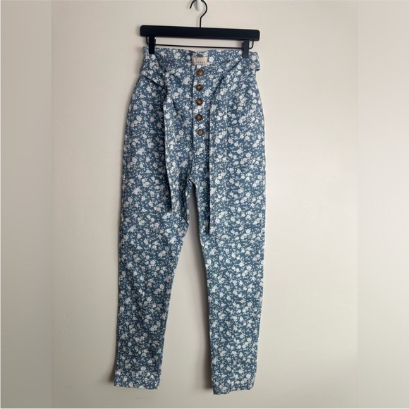 Sézane Maxium Floral Blue Women's Pants, size 6 - Picture 4 of 9